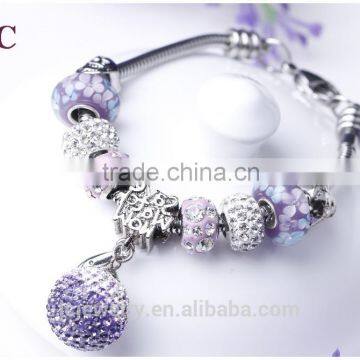 New Arrival Ladies Stainless Steel Bracelet, Crystal Paved Beaded Mini Perfume Bottle Charm Bracelet,