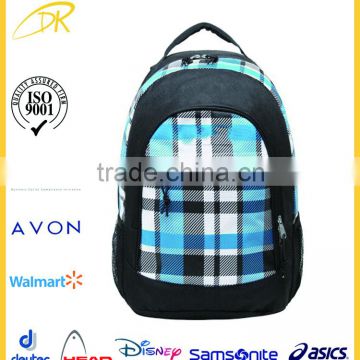 High school Oversized Blue Plaid Multi compartment Backpack for School, middle school backpack