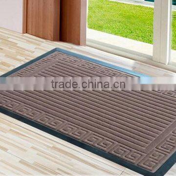 Entrance recycled rubber embossed floor mat velour