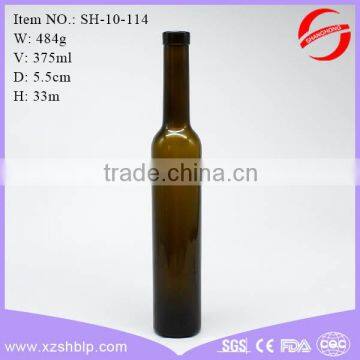 375ml dark brown glass ice wine bottle with long neck