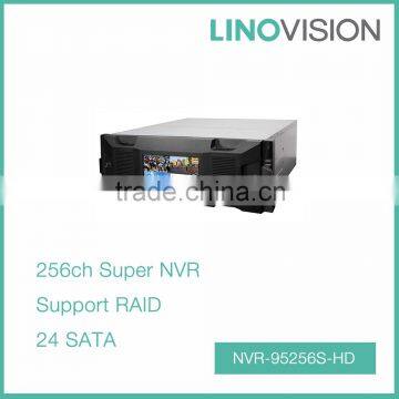 Super 256CH 8MP Resolution 4U 24HDD RAID NVR, Support Front LCD display & hot swap