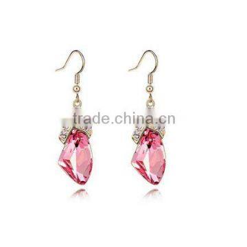 Austrian Light Rose Red Crystal Earrings