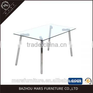 Cheap chrome leg glass dinner table