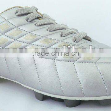 Silver Outdoor Soccer Shoes With PU Upper/TPU Outsole