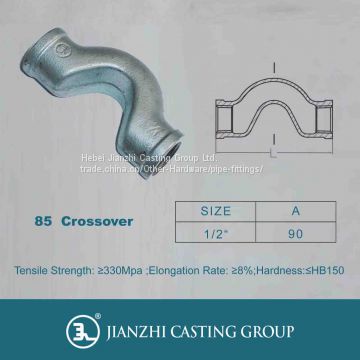 hot galvanized and black malleable cast iron pipe fitting crossovers