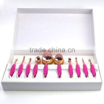 Synthetic Hair Private Label Foundation Mermaid Rose Gold 10pcs Pink Oval Makeup Brush Set