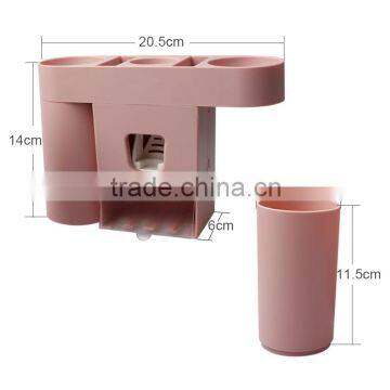 Dustproof Toothbrush Holder Hands Free Toothpaste Squeezer Dispenser With 2 Ringing Mugs photo-2
