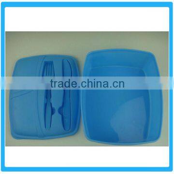 Plastic Preservation Box With Knife And Fork , Kitchen Crisper ,Plastic Lunch Box With Knife And Fork