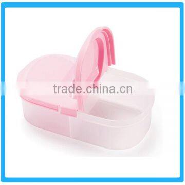 2-Squares Pink Box Plastic Snacks Crisper Cheapest Food Container