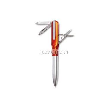 Plastic ball pen with camping knife