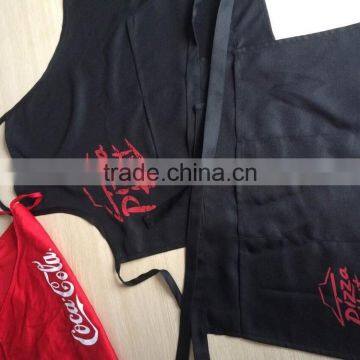 Coffee Shop Wholesale Bar Waiter Black Pizza Hut Apron With Silk Printing Logo photo-2