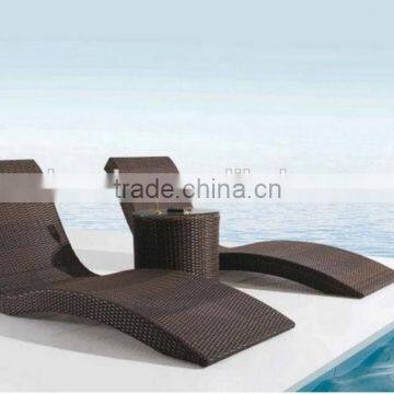 stylish UV-resistant wicker/rattan chaise Lounger, outdoor double rattan sun lounge