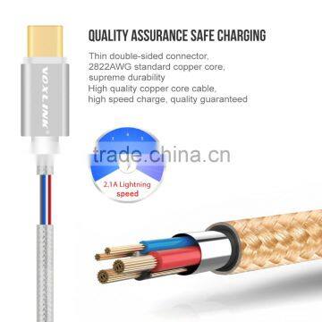 Voxlink 1m TYPE-C Male to Male Mobile Phone Data Cable Charging Cable Nylon Braided Metal Wire Silver photo-5