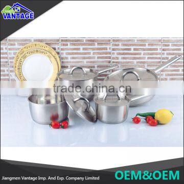 High quality 8pcs cookware sets polished stainless steel camping pot