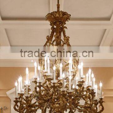 Elegant Floral Design Bronze Pendant Lamp With Crystal Drop, Antique Brass Chandelier Crystal Lamp photo-3