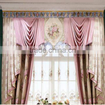 European Classical Princess Adorable Pink French Window Curtain, Warm and Sweet Pastoral Bay Window Curtain photo-2