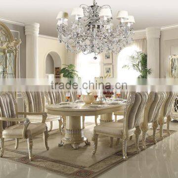 Bisini Baroque Complete Hand Caved Palace Dining Room Rectangle Table, Elegant Wooden And Leather Dining Chair(MOQ=1 SET) photo-3