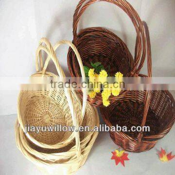 2014 Wicker handmade decorate flower basket with hanging as wedding decor