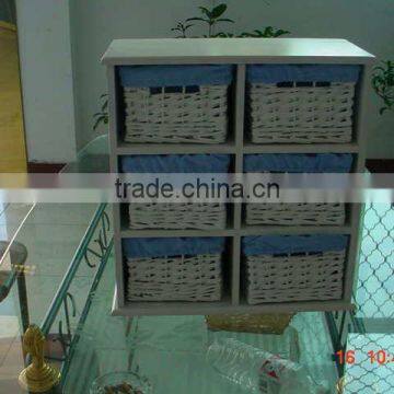 Large natural wooden cabinet wicker furniture with handle