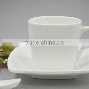 KC-00052 Haonai Square shape ceramic coffee set square porcelian coffee mug set