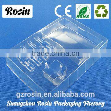 square clear cosmetic plastic tray with dividers