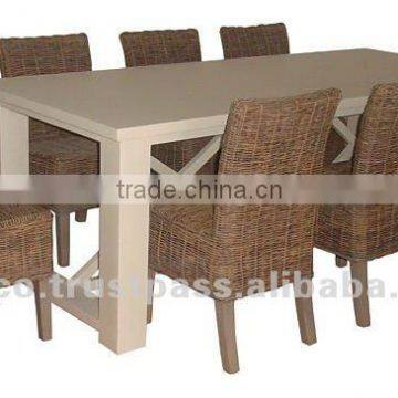 2012 design rattan, wood dining set 8pcs