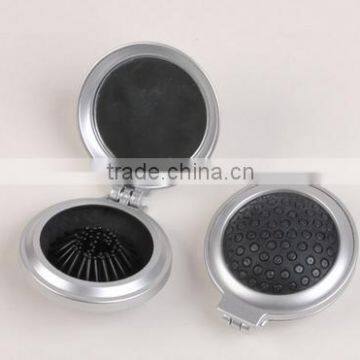 High Quality Round Plastic Foldable Pocket Compact Decorative Mirror With Hair Brush photo-2