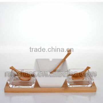 Wooden Spoon Set of Three White Ceramic Soup Bowl,dog Bowl