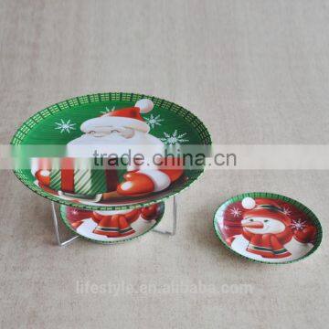 5PCS Christmas Ceramic Cake Plates With Rack,Porcelain With Decal photo-3