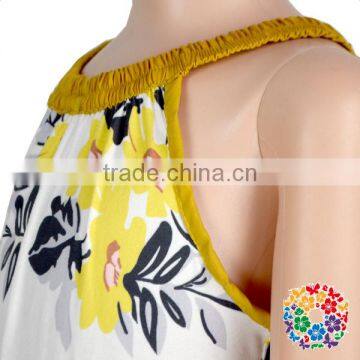 Boutique Newborn Baby Outfit Vintage Grey Yellow Floral Jumpsuit photo-5