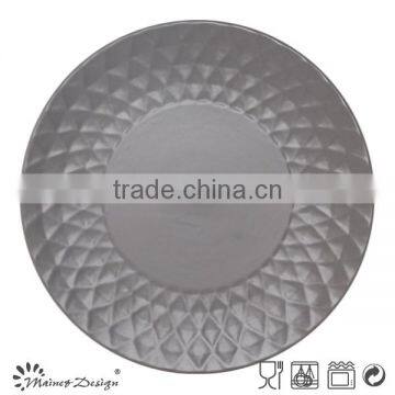Round Crockey Ceramic Stoneware Emboss Dinnerware Plate photo-3