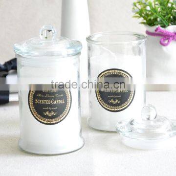 1000ml 500ml 200ml customed glass candle jar flat top glass Jar with glass lid glass candle jars and lids