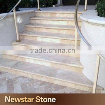 Us standard honed beige color limestone steps limestone staircase