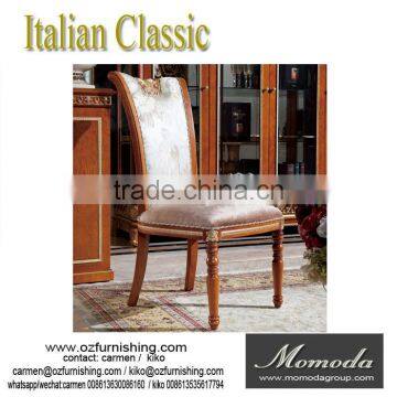 YB62 Royal Antique French Style Spoon Back Dining Chair Wooden Arm Chair /Luxury Hand Carved Wood Frame Fabric Dining Chair photo-2