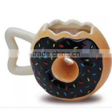 Lovely Ceramic Donuts Mug Chocolate Glaze doughnut coffeeMug with Sprinkles