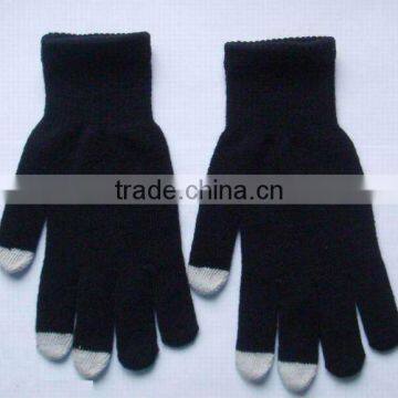 Black Winter Knitted Smartphone Gloves For Touch Screen ZMR719