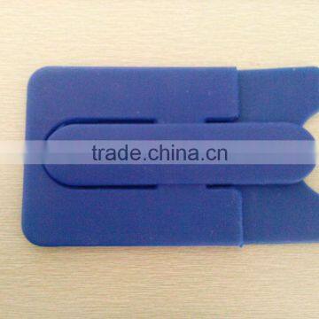 Hot Selling Blue Adhesive Stickers Silicone Rubber Mobile Phone Card Holder for Mobile Phone