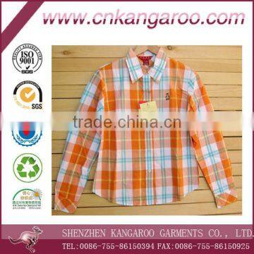 Ladies' 100% cotton plaid casual shirt with short or long sleeve