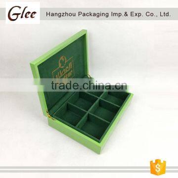 good velvet 6 compartment personalised wood box for tea