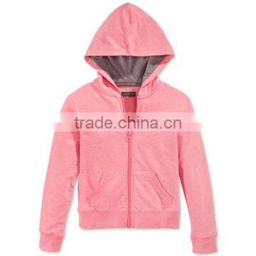 Factory directly supply girl's blank French terry hoodie