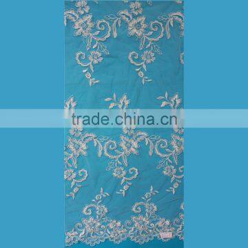 China factory bridal embroidered tulle lace fabric for wedding dress