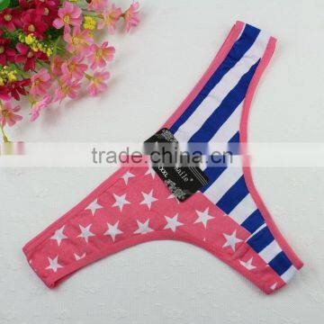 Stock Intimate Cotton National Flag Star Stripe Sey Panties String Lingerie Thongs g String Briefs Underwear Women Girls Summer photo-2