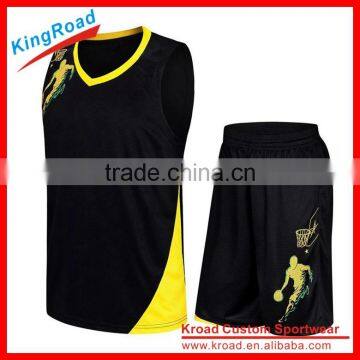 Breathable coolmax black euroleague basketball jerseys