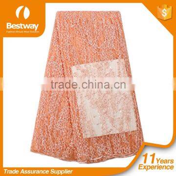 Plain Color African Lace Fabrics Fancy Beautiful Embroidered Dress French Lace With Big Beads FL0248 photo-4