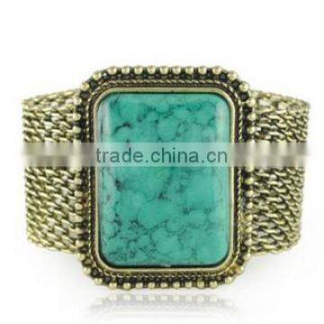 Retro style big turquoise gold bangle yiwu wide turquoise cuff bangle for rock jewelry