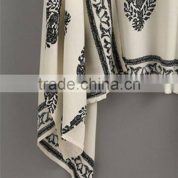 Custom Design Women Beachwear Half Loose Sleeve Beige Vintage Pattern Print Kimono photo-4
