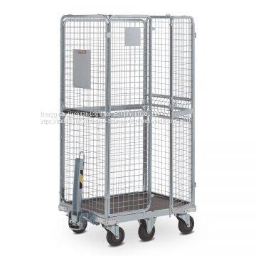 4 Sided Roll Cages Warehouse Cage Trolley Wire Mesh Rolling