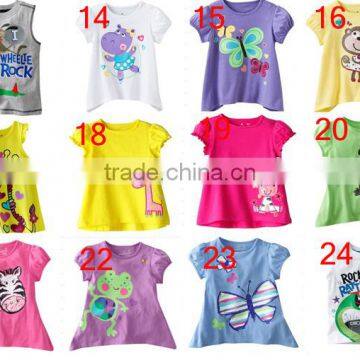 fashion brand new girls summer short sleeve cartoon T-shirts 100% cotton tops