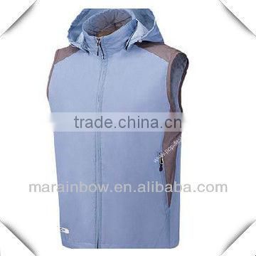 New Design Mens' High Neck Hoody Sleeveless Jacket