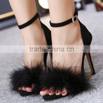 Zm50271b 2017 Europe New Style Feather High Heels Women Sandals Hollow Out Sexy Latest High Heel Ladies Shoes photo-4